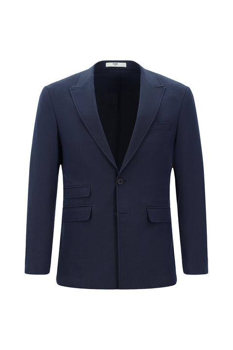 Orta Lacivert 7 Drop Super Slim Fit Eksra Dar Kesim Çizgili Takım Elbise