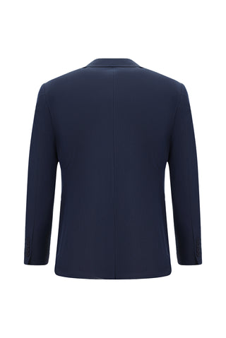 Orta Lacivert 7 Drop Super Slim Fit Eksra Dar Kesim Çizgili Takım Elbise