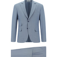 Açık Mavi Super Slim Fit Ekstra Dar Kesim Çizgili Takım Elbise