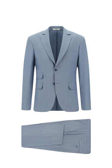 Açık Mavi Super Slim Fit Ekstra Dar Kesim Çizgili Takım Elbise