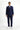 Koyu Lacivert Slim Fit Dar Kesim Çizgili İtalyan Kesim Kruvaze Takım Elbise