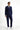 Koyu Lacivert Slim Fit Dar Kesim Çizgili İtalyan Kesim Kruvaze Takım Elbise