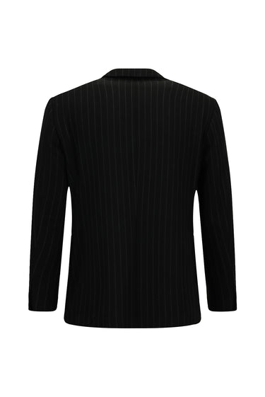 Siyah Slim Fit Dar Kesim Çizgili Beli İpli Spor Takım Elbise