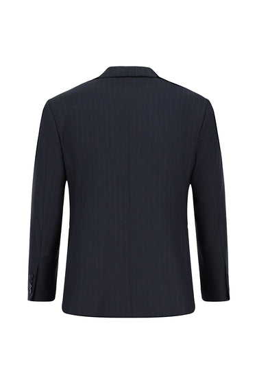 Koyu Lacivert Regular Fit Klasik Çizgili Takım Elbise