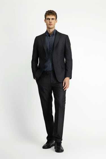 Koyu Antrasit Regular Fit Klasik Çizgili Takım Elbise