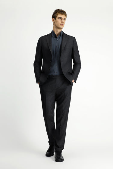 Koyu Antrasit Regular Fit Klasik Çizgili Takım Elbise
