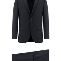 Koyu Lacivert 7 Drop Super Slim Fit Eksra Dar Kesim Yünlü Çizgili Takım Elbise