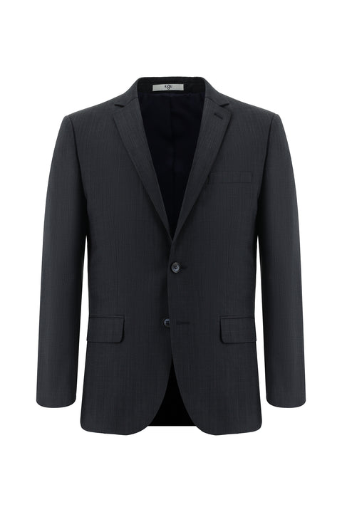 Koyu Lacivert 7 Drop Super Slim Fit Eksra Dar Kesim Yünlü Çizgili Takım Elbise
