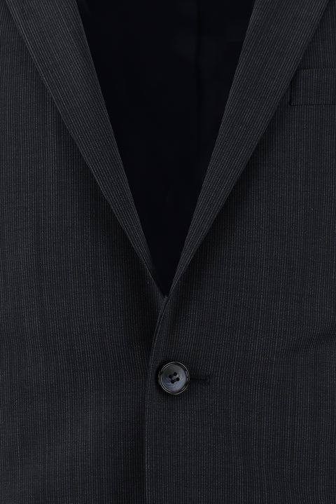 Koyu Lacivert 7 Drop Super Slim Fit Eksra Dar Kesim Yünlü Çizgili Takım Elbise