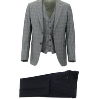 Orta Gri Slim Fit Dar Kesim Kombinli Yelekli Takım Elbise