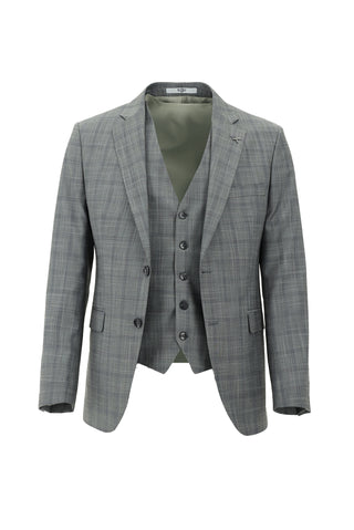 Orta Gri 7 Drop Slim Fit Dar Kesim Kombinli Yelekli Takım Elbise