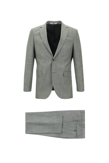 Orta Gri Regular Fit Kareli Takım Elbise