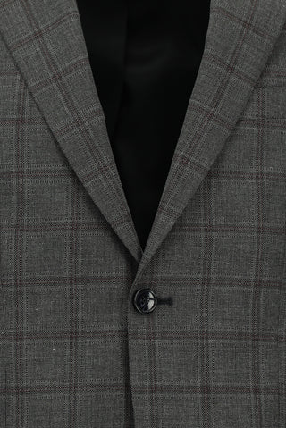 Koyu Füme 7 Drop Slim Fit Dar Kesim Kareli Takım Elbise