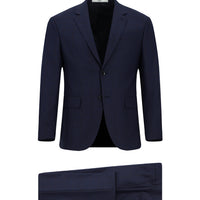 Koyu Lacivert 7 Drop Slim Fit Dar Kesim Kareli Takım Elbise