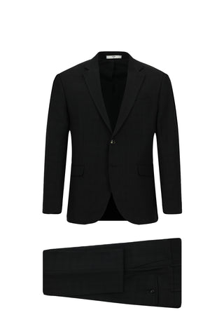 Siyah 7 Drop Slim Fit Dar Kesim Desenli Takım Elbise