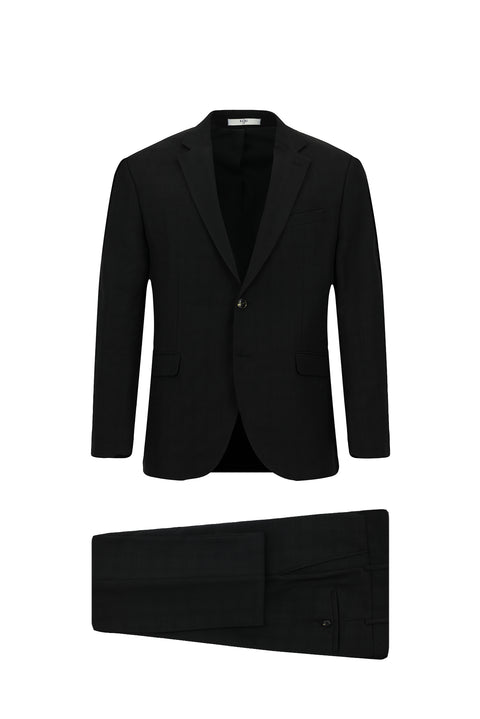 Siyah 7 Drop Slim Fit Dar Kesim Desenli Takım Elbise