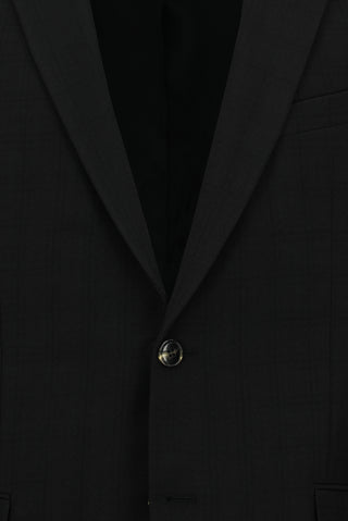 Siyah 7 Drop Slim Fit Dar Kesim Desenli Takım Elbise