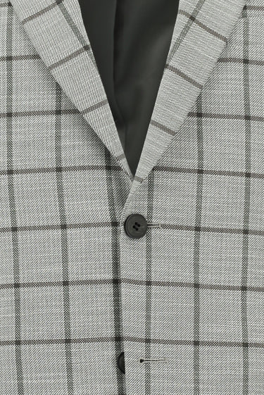 Orta Füme Slim Fit Dar Kesim Kareli Kombinli Takım Elbise