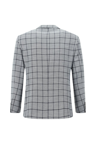 Orta Lacivert 7 Drop Slim Fit Dar Kesim Kareli Kombinli Takım Elbise