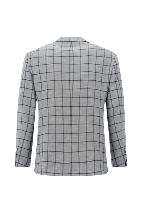 Orta Lacivert 7 Drop Slim Fit Dar Kesim Kareli Kombinli Takım Elbise