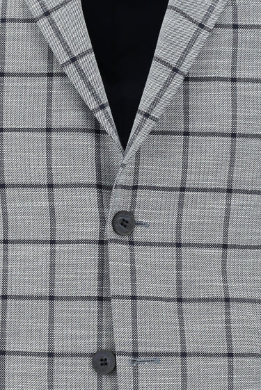 Orta Lacivert Slim Fit Dar Kesim Kareli Kombinli Takım Elbise