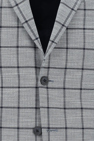 Orta Lacivert 7 Drop Slim Fit Dar Kesim Kareli Kombinli Takım Elbise