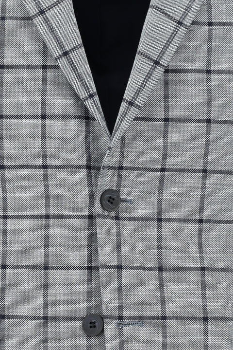 Orta Lacivert 7 Drop Slim Fit Dar Kesim Kareli Kombinli Takım Elbise
