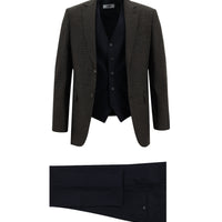 Koyu Kahve Slim Fit Dar Kesim Kombinli Yelekli Takım Elbise