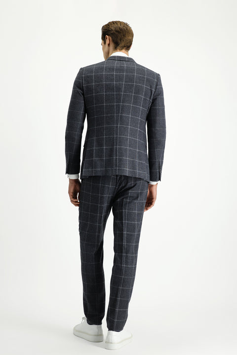 Medium Anthracite 7 Drop Super Slim Fit Extra Narrow Cut Plaid Wool Double-Breasted Suit