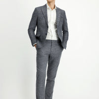 Medium Gray 6 Drop Regular Fit Standard Cut Elastic Waist Plaid Wool Combination Suit