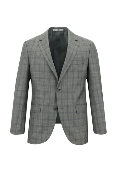 Açık Gri Slim Fit Dar Kesim Ekose Takım Elbise