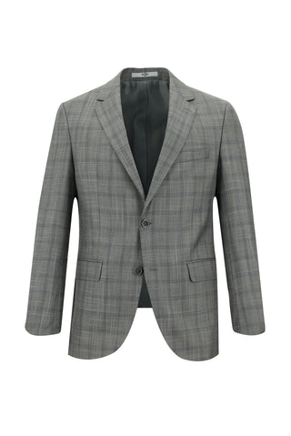 Açık Gri 7 Drop Slim Fit Dar Kesim Ekose Takım Elbise