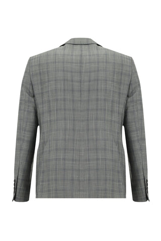 Açık Gri 7 Drop Slim Fit Dar Kesim Ekose Takım Elbise