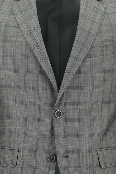 Açık Gri Slim Fit Dar Kesim Ekose Takım Elbise