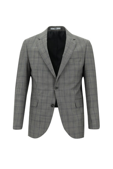 Açık Füme Slim Fit Dar Kesim Ekose Takım Elbise