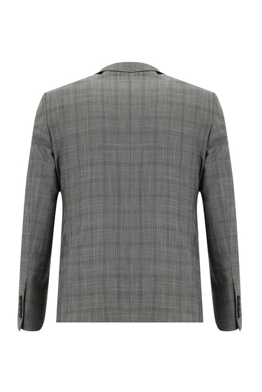 Açık Füme Slim Fit Dar Kesim Ekose Takım Elbise