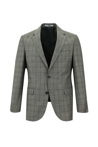 Orta Füme Slim Fit Dar Kesim Ekose Takım Elbise