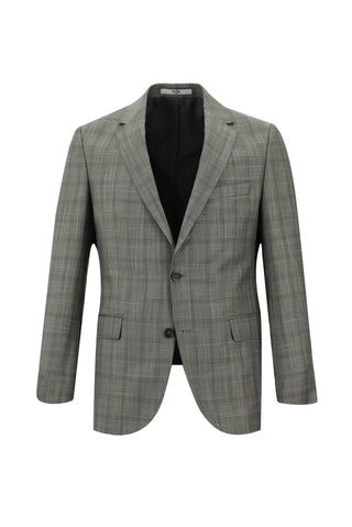 Orta Füme 7 Drop Slim Fit Dar Kesim Ekose Takım Elbise