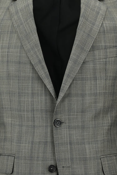 Orta Füme Slim Fit Dar Kesim Ekose Takım Elbise