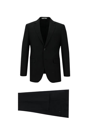 Siyah Slim Fit Dar Kesim Ekose Takım Elbise