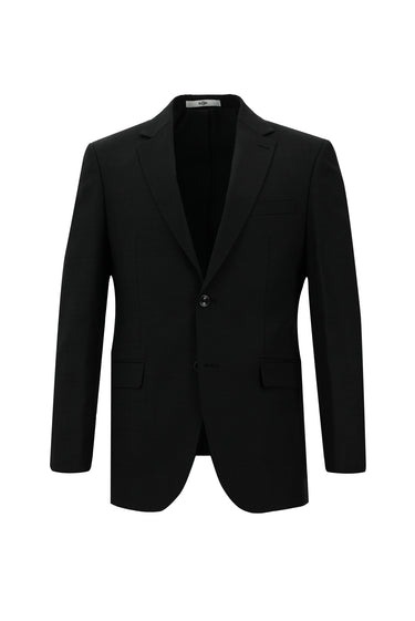 Siyah Slim Fit Dar Kesim Ekose Takım Elbise