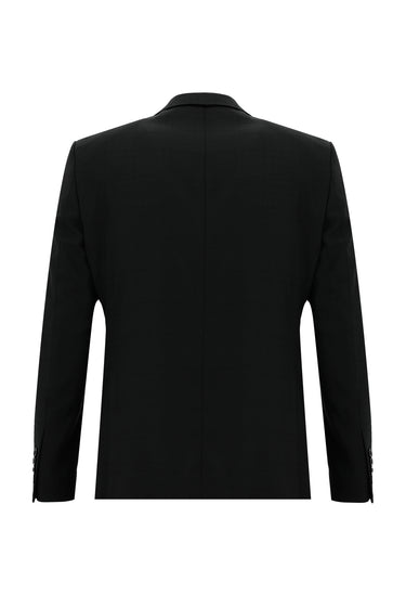 Siyah Slim Fit Dar Kesim Ekose Takım Elbise