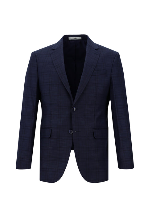 Açık Lacivert 7 Drop Slim Fit Dar Kesim Ekose Takım Elbise