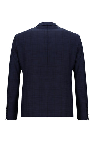 Açık Lacivert 7 Drop Slim Fit Dar Kesim Ekose Takım Elbise
