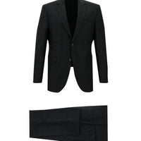 Koyu Antrasit 7 Drop Slim Fit Dar Kesim Ekose Takım Elbise