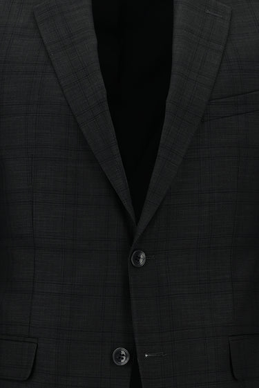 Koyu Antrasit Slim Fit Dar Kesim Ekose Takım Elbise