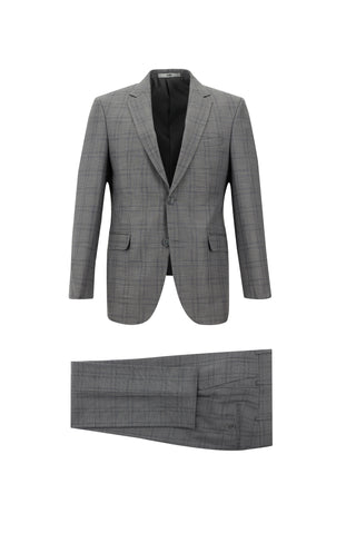 Açık Vizon 7 Drop Slim Fit Dar Kesim Ekose Takım Elbise