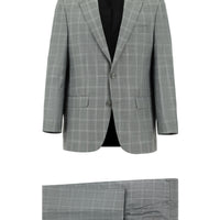 Orta Gri 4 Drop Relaxed Fit Rahat Kesim Ekose Takım Elbise