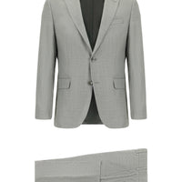 Orta Gri 7 Drop Slim Fit Dar Kesim Ekose Takım Elbise