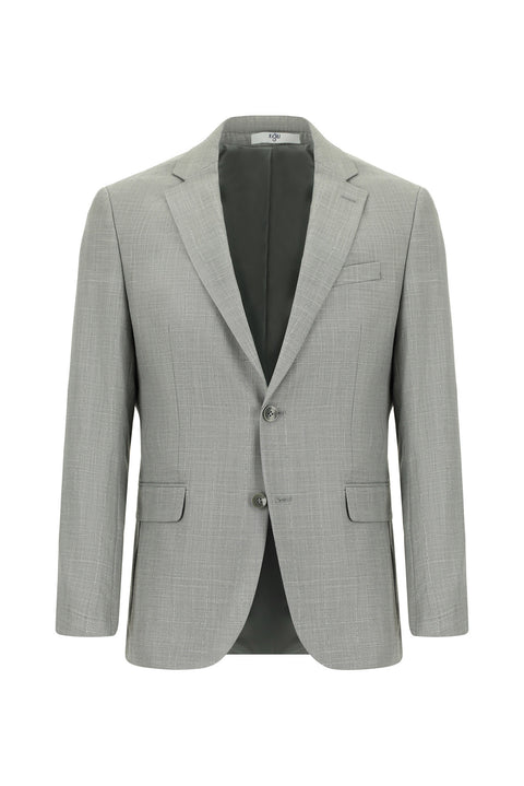 Orta Gri 7 Drop Slim Fit Dar Kesim Ekose Takım Elbise